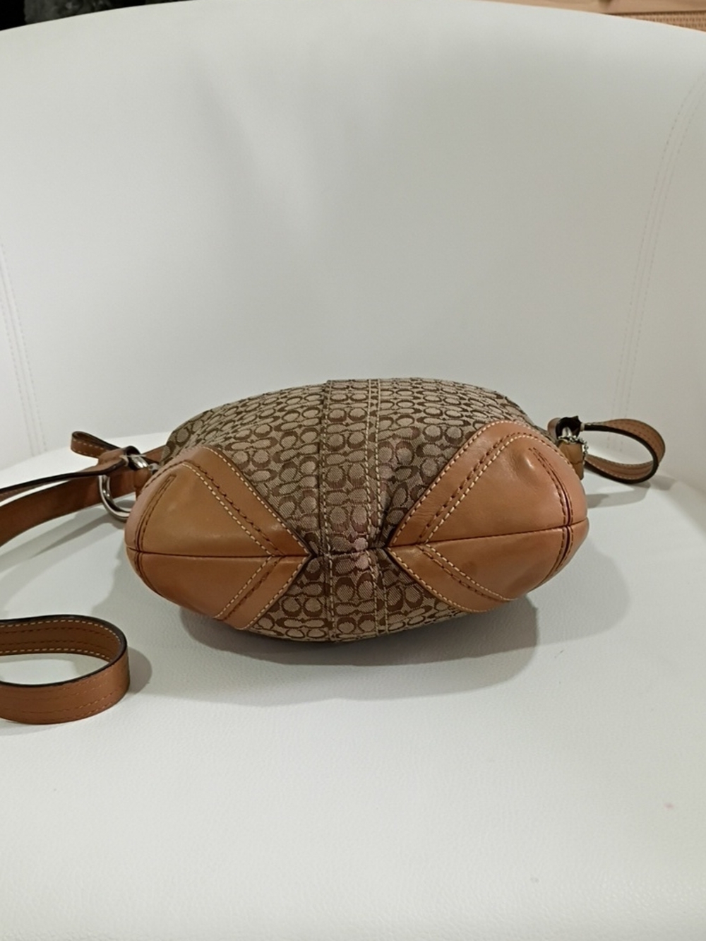 Coach Vintage Brown Signature Canvas Crossbody with Leather Trim Y2K - Picture 5 of 11